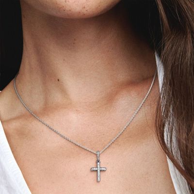 Pandora 397571CZ Ketten-Anhänger Damen Funkelndes Kreuz Zirkonia Sterling-Silber