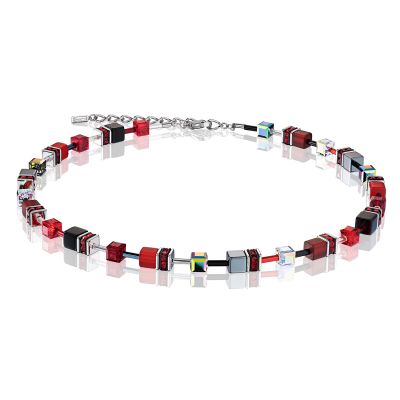 Coeur de Lion 4014/10-0312 Kette GeoCUBE® Swarovski® Rot-Hämatit