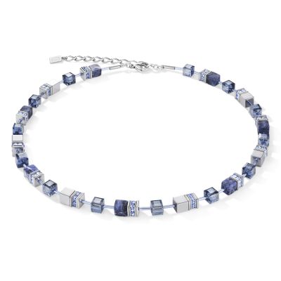 Coeur de Lion 4017/10-0700 Halskette Damen GeoCUBE® Sodalith & Hämatit Blau Edelstahl