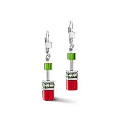 Coeur de Lion Ohrringe Damen GeoCube® Iconic Rot Grün 4023/20-0305