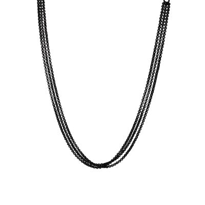 Monomania 43313S-40 Halskette Damen 3 Stränge Schwarz aus Edelstahl 40 cm