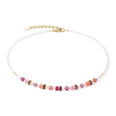 Coeur de Lion Halskette Damen Mini Cubes Magenta Gold-Ton 4565/10-0422