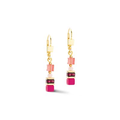 Coeur de Lion Ohrringe Mini Cubes Magenta Gold-Ton 4565/20-0422