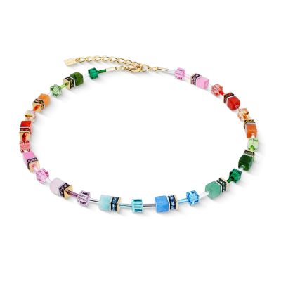Coeur de Lion Halskette GeoCUBE® Iconic Rainbow Gold-Ton 4905/10-1520