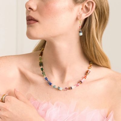 Coeur de Lion Halskette GeoCUBE® Iconic Rainbow Gold-Ton 4905/10-1520
