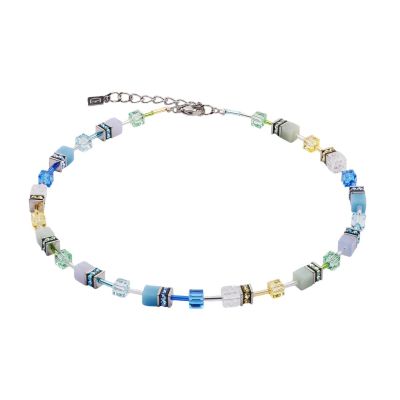 Coeur de Lion Halskette GeoCube® Iconic Aqua Grün Silber 4905/10-2005