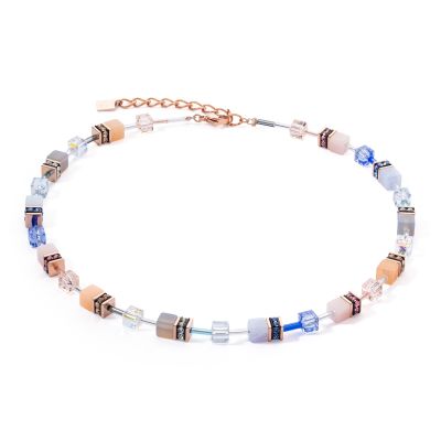 Coeur de Lion Collier GeoCube® Iconic Blau Beige Roséton 4905/10-0738