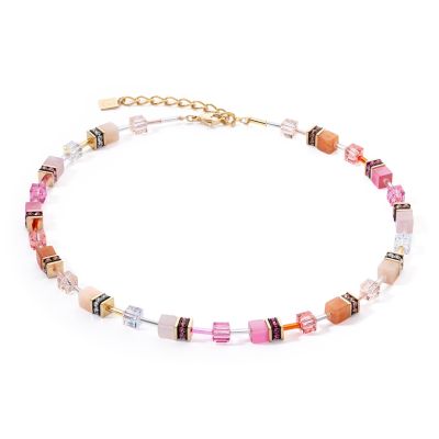 Coeur de Lion Halskette GeoCube® Iconic Rosa-Orange Gold 4905/10-1902