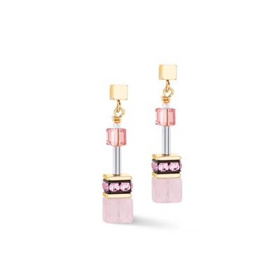 Coeur de Lion Ohrringe Damen GeoCube® Rosa Orange Goldton 4905/21-1902