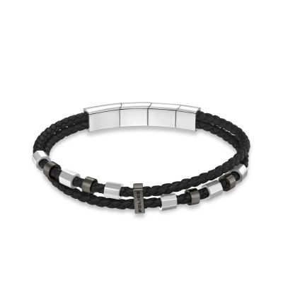 Police Armband Herren Freeway Leder Schwarz 19 mm PEAGB0035601