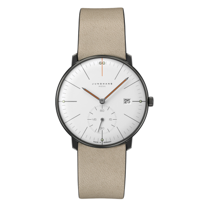 Junghans 58/4100.02  Herren-Uhr Max Bill Mega Edition 60 Automatik Leder-Armband