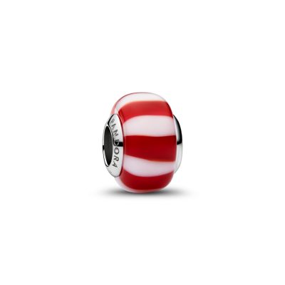 Pandora Charm Zuckerstange Rot Murano-Glas Platinbeschichtet 735071C01