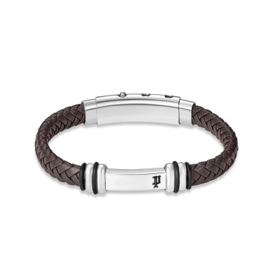 Police Armband Herren Highbridge Leder Braun Edelstahl PEAGB0041402