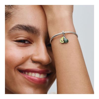 Pandora Charm-Anhänger Damen Avocado Grün Sterling-Silber Vergoldet