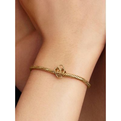 Pandora Charm Herz Vorhängeschloss 14 Karat Vergoldet 764358C00