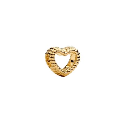 Pandora Charm Damen Offenes Metallperlen-Herz 14K Vergoldet 767516C00
