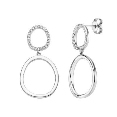 Viventy Ohrringe Damen Organische Kreise Zirkonia Silber 788044