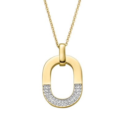 Viventy Halskette mit Anhänger Oval Zirkonia Silber Vergoldet 789162