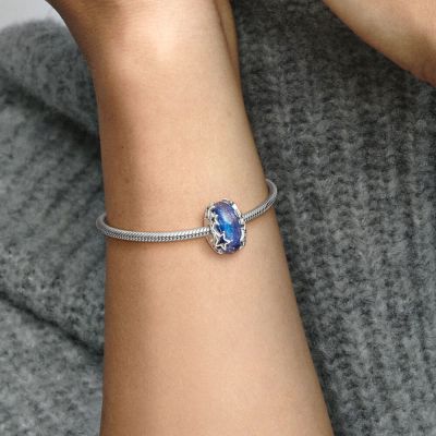 Pandora 790015C00 Charm Damen Galaxis Blau & Stern Murano-Glas Sterling-Silber