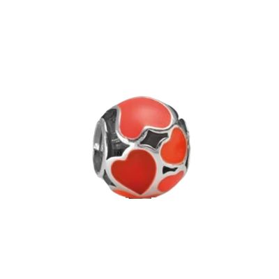 Pandora Charm Rote Herzen Emaille Sterling-Silber 790436ER