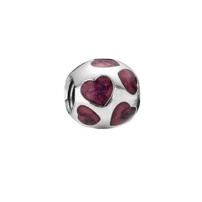 Pandora Charm Lila Herzen Emaille Sterling-Silber 790543EN21