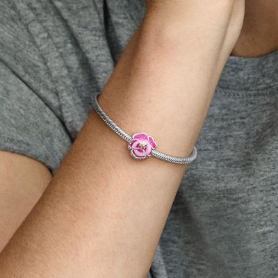 Pandora 790777C01 Charm Damen Rosafarbenes Stiefmütterchen Sterling-Silber