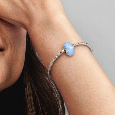 Pandora 791691C01 Charm Damen Schillernder Ozeanblauer Synthetischer Opal Silber