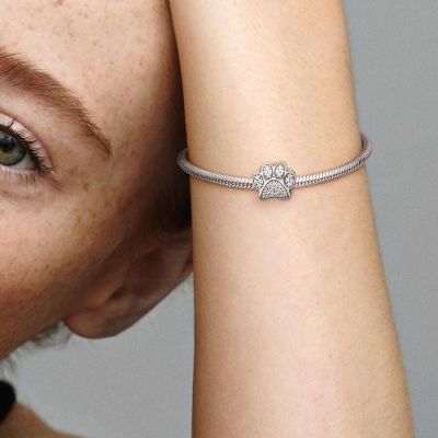 Pandora Charm Funkelnder Pfotenabdruck Zirkonia Sterling-Silber 791714CZ 