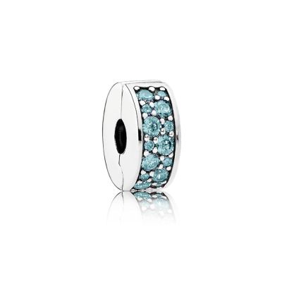 Pandora 791817MCZ Charm Clip Petrolfarben Sterling Silber