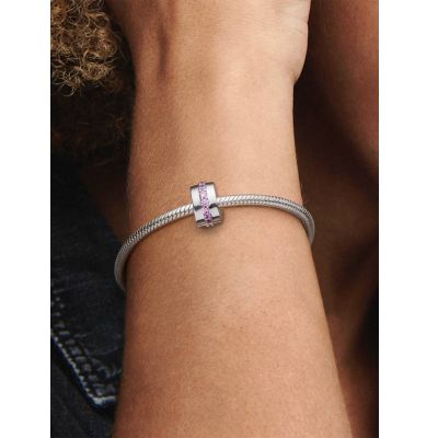 Pandora 791972PCZ Clip Charm Rosafarbene Funkelnde Linie