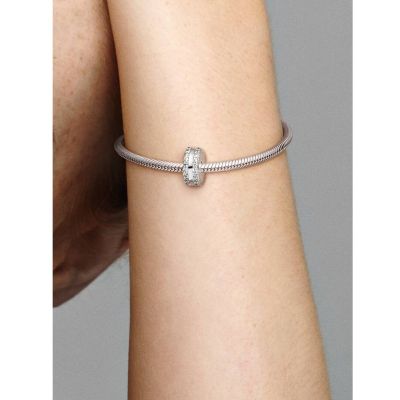 Pandora 798422C01 Charm Clip Zweireihiges Pavé Sterling-Silber