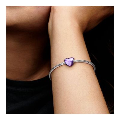 Pandora Charm Damen Violettes Metallic-Herz Sterling-Silber 793337C01