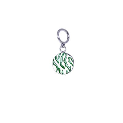 Rebeligion True Silver 15-00630-71-007 Charm-Anhänger Platte mit Tigermuster Grün