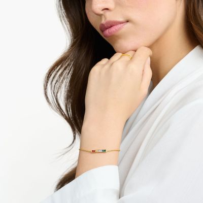 Thomas Sabo A2068-996-7 Armband Damen Bunte Steine Silber Gelbgold