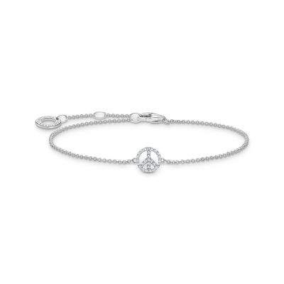 Thomas Sabo A2083-051-14 Armband Damen Peace mit Weißen Steinen Silber 19 cm