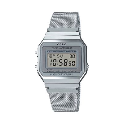 Casio A700WEM-7AEF Unisex-Uhr Vintage Iconic Quarz Edelstahl-Armband