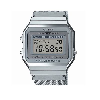 Casio A700WEM-7AEF Unisex-Uhr Vintage Iconic Quarz Edelstahl-Armband
