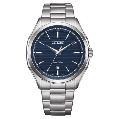 Citizen Herren-Uhr Eco-Drive Blau Quarz Edelstahl-Armband AW1750-85L