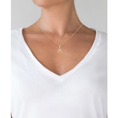 Disney CG00004TL-0.CS Halskette mit Anhänger Mädchen Herz Krone 375/- Gelbgold