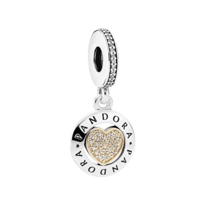 Pandora Charm-Anhänger Damen Logo Pavé-Herz Sterling-Silber 792082CZ
