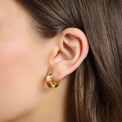 Thomas Sabo Creolen Damen Bunte Steine Pavé Vergoldet CR667-488-7