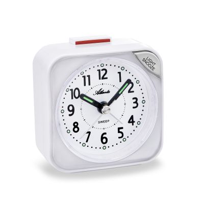 Atlanta Wecker Weiss Licht Analog Quarz Kunststoff 03-1593-4