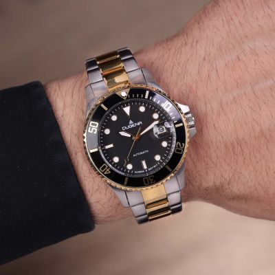 Dugena Herren-Uhr Diver Automatik Edelstahl-Band Gold-Ton 4460776