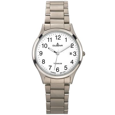 Dugena Herren-Uhr Semper Weiß Analog Quarz Titan-Armband 4460328