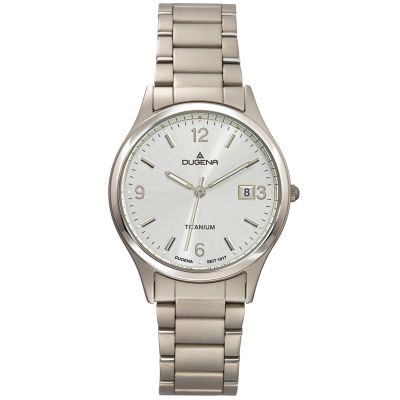 Dugena Herren-Uhr Semper Silber Analog Quarz Titan-Armband 4460329