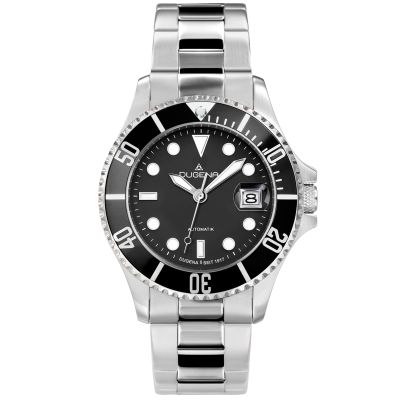 Dugena Herren-Uhr Diver Schwarz Automatik Edelstahl-Armband 4460512