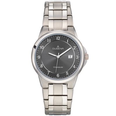 Dugena Herren-Uhr Gent Anthrazit Analog Quarz Titan-Armband 4460513