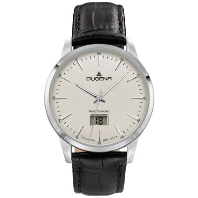 Dugena Herren-Uhr Momentum Funk Quarz Leder-Armband Schwarz 4460859