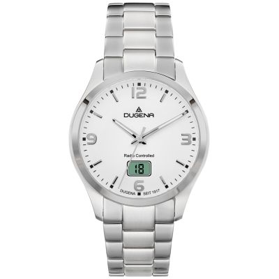 Dugena Herren-Uhr Tresor Funk Weiß Quarz Edelstahl-Armband 4460863