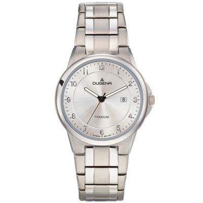 Dugena Herren-Uhr Gent Silber Analog Quarz Titan-Armband 4460869